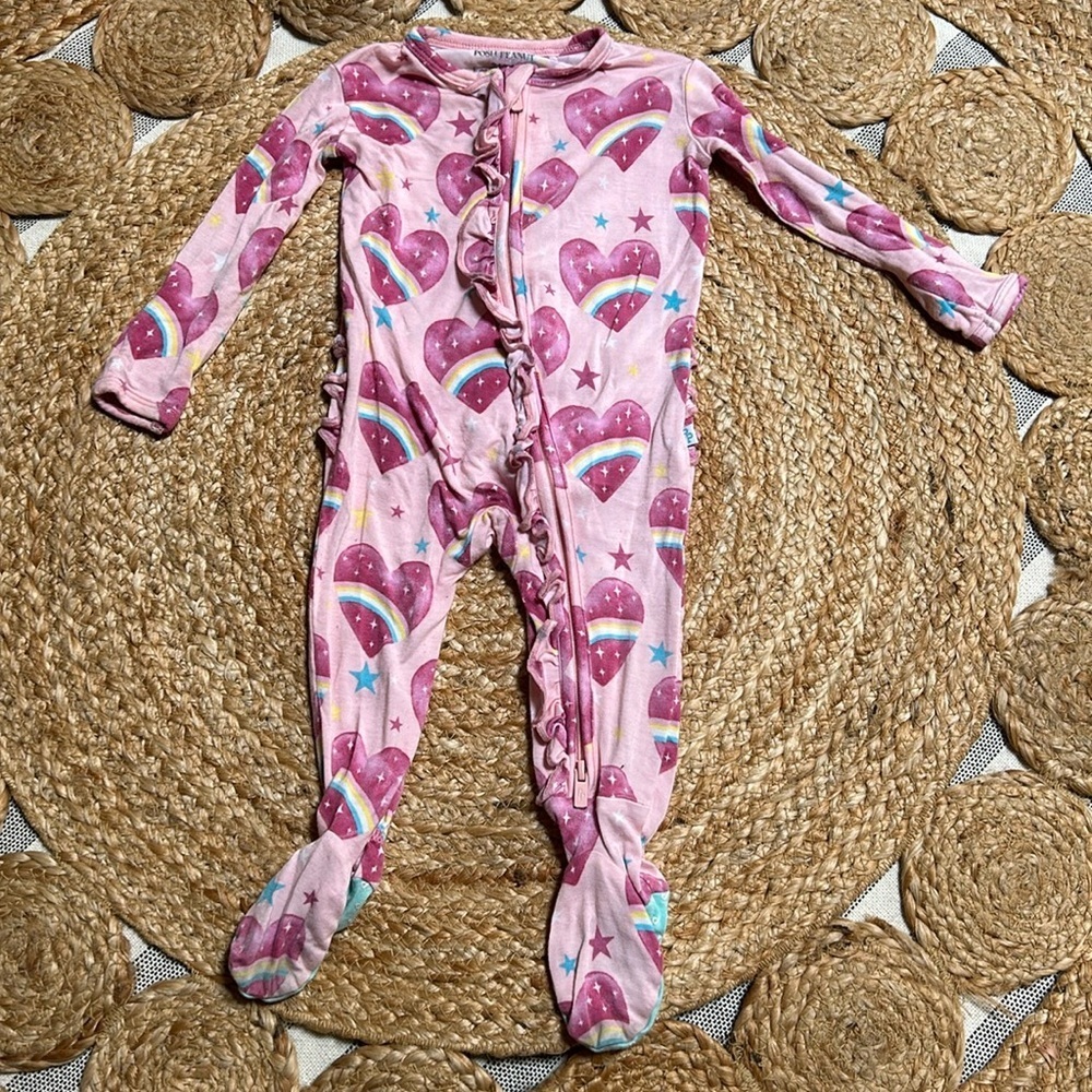 Posh peanut Bamboo heart Footed Bodysuit. 0-3 mo